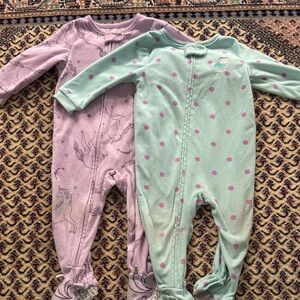 Carter's Mint Green and Lavender Footies